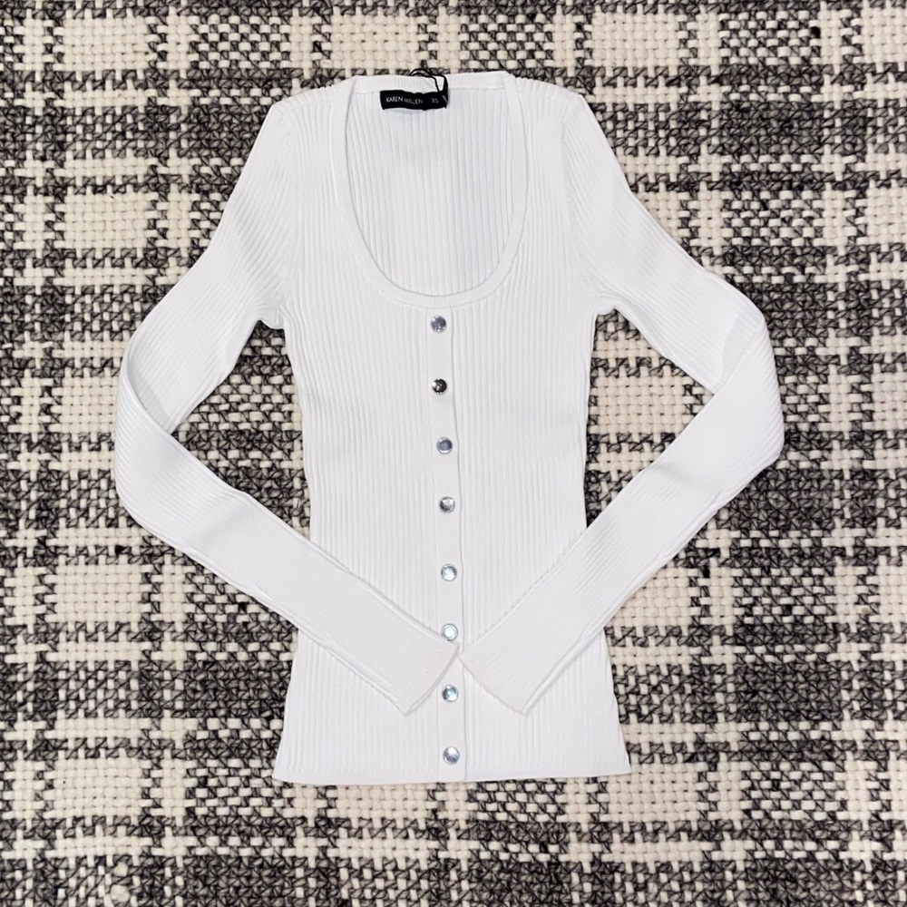 Karen Millen Front Ribbed Knot Top